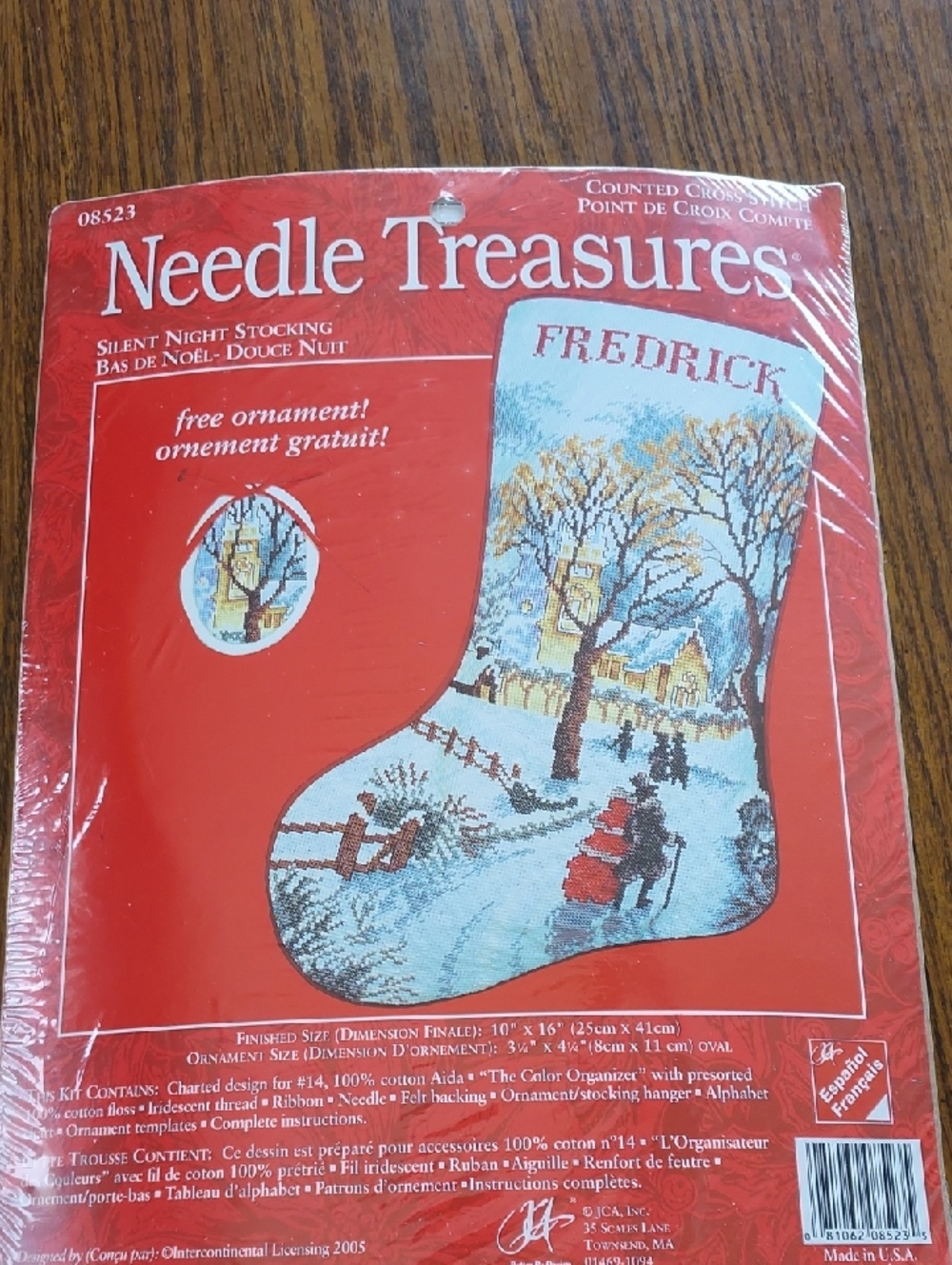 'Silent Night Stocking' Cross-Stitch Kit - Fredrick - Blue/Red
